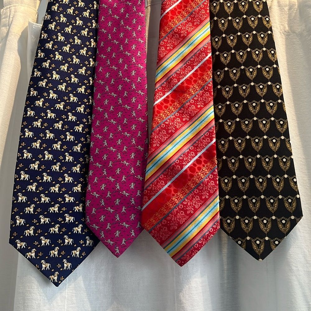Vintage Ties ~ Hermes Valentino Kenzo Kai Long